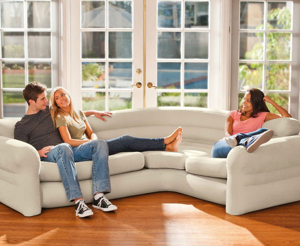 Intex Opblaasbare hoekbank - beige - 257x203x76 cm (bxlxh) -