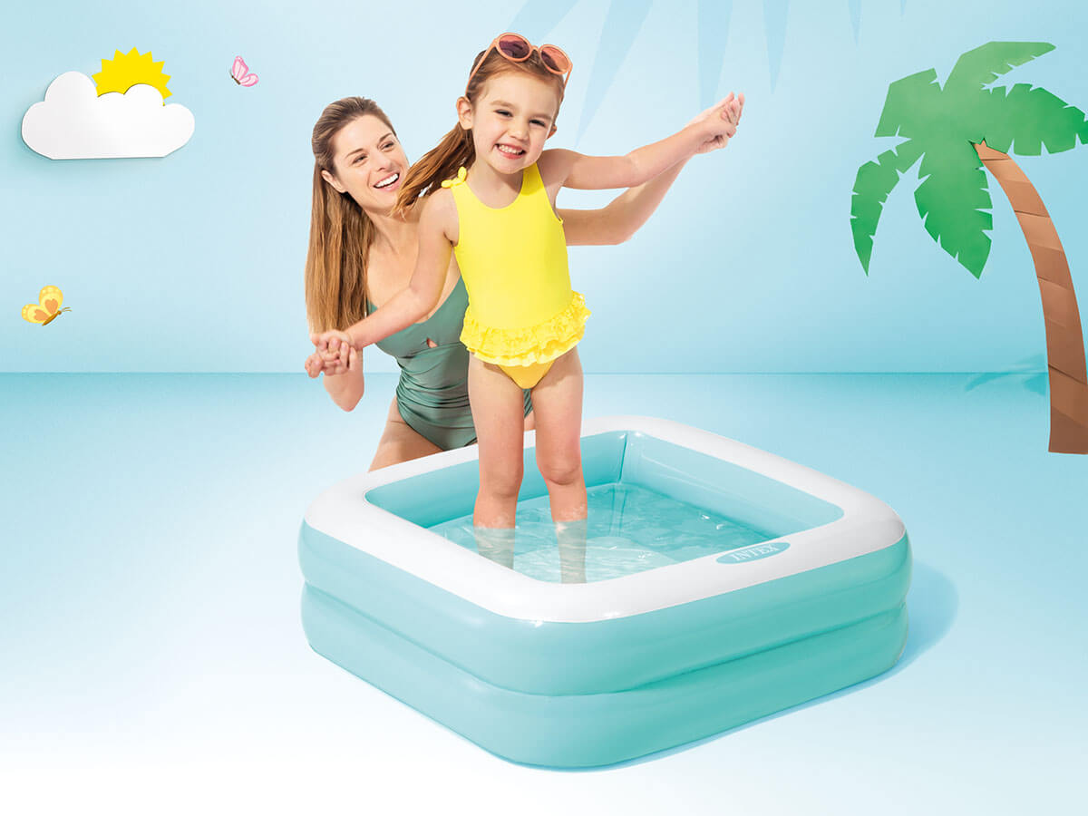 Vierkant babyzwembad-blauw